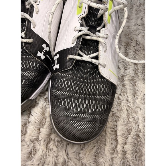 Under Armour Golf Shoes Boys Youth Size 6 White Black Lime Green Spiked Cleats - Picture 10 of 10